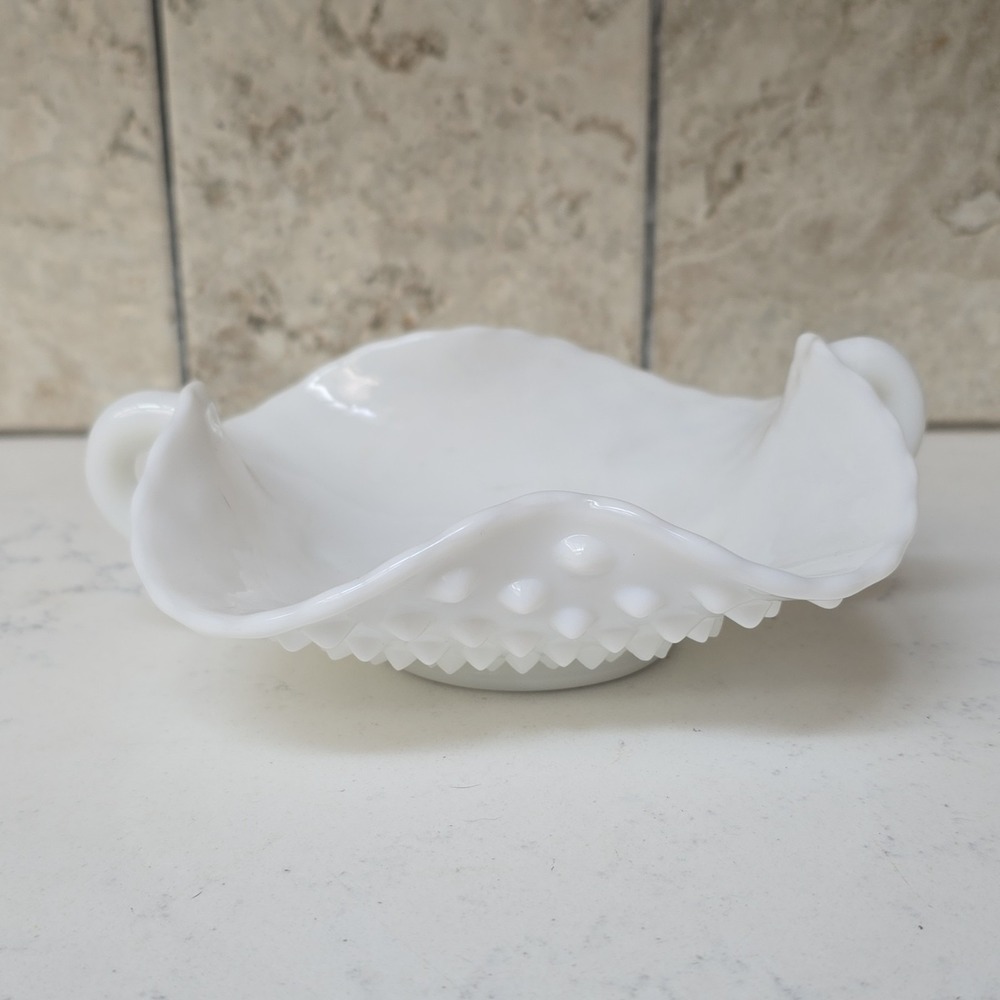 Vintage Hobnail Milk Glass Bon-Bon Dish